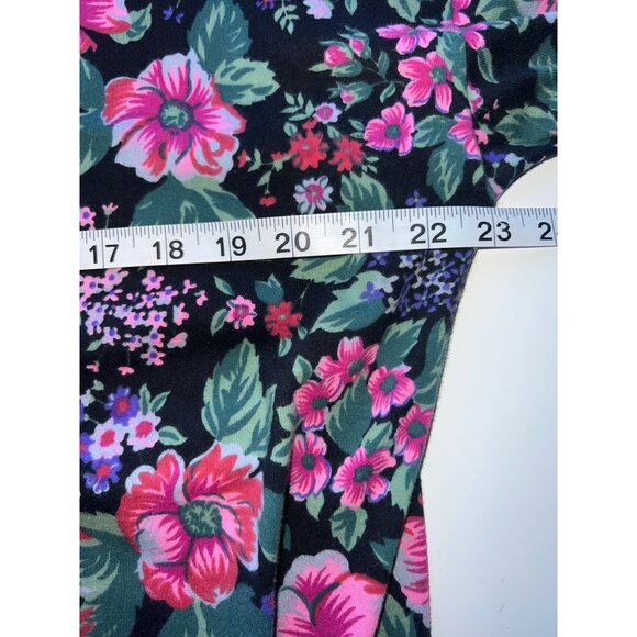 Victorias Secret Vintage 80s/90s Floral Button-Front Sleep Shirt Black/Pink M/L - Picture 4 of 8